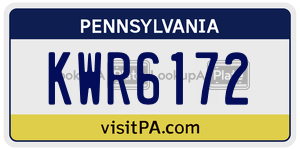 KWR6172  license plate in PA