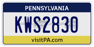KWS2830 license plate in Pennsylvania