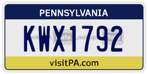 KWX1792  license plate in PA