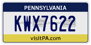 KWX7622  license plate in PA