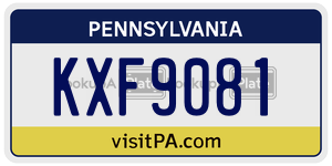 KXF9081 license plate in Pennsylvania