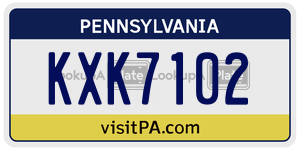 KXK7102 license plate in Pennsylvania