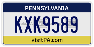 KXK9589  license plate in PA