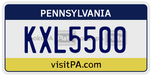 KXL5500  license plate in PA