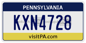 KXN4728  license plate in PA