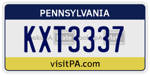KXT3337  license plate in PA
