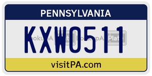 KXW0511  license plate in PA