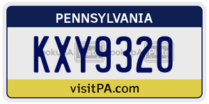 KXY9320  license plate in PA