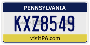 KXZ8549  license plate in PA
