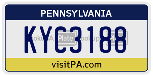 KYC3188 license plate in Pennsylvania