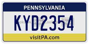 KYD2354  license plate in PA