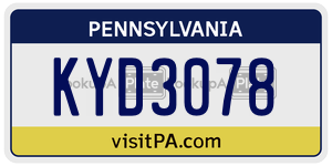KYD3078  license plate in PA