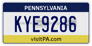 KYE9286  license plate in PA