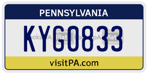 KYG0833  license plate in PA