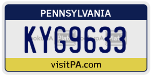 KYG9633  license plate in PA