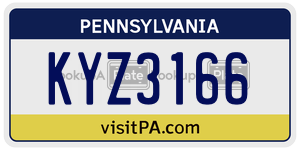 KYZ3166 license plate in Pennsylvania