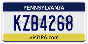 KZB4268  license plate in PA