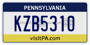 KZB5310  license plate in PA