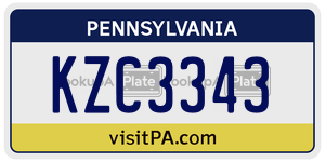 KZC3343 license plate in Pennsylvania