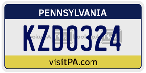KZD0324  license plate in PA