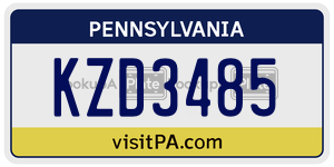 KZD3485 license plate in Pennsylvania