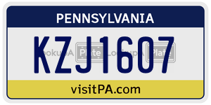 KZJ1607 license plate in Pennsylvania