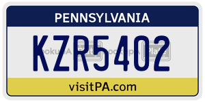 KZR5402  license plate in PA