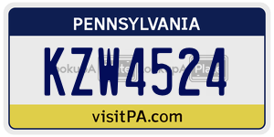 KZW4524 license plate in Pennsylvania
