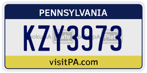 KZY3973 license plate in Pennsylvania