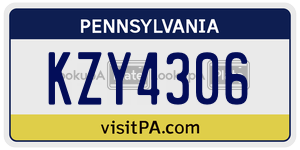 KZY4306 license plate in Pennsylvania