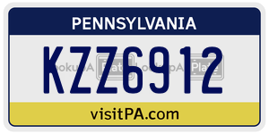 KZZ6912 license plate in Pennsylvania