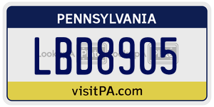 LBD8905  license plate in PA