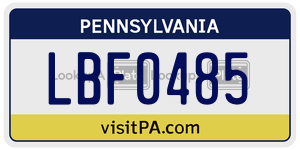 LBF0485  license plate in PA