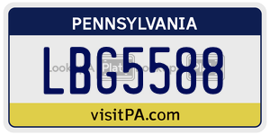 LBG5588 license plate in Pennsylvania