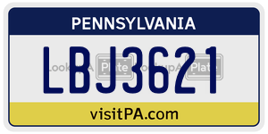 LBJ3621  license plate in PA