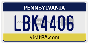 LBK4406  license plate in PA
