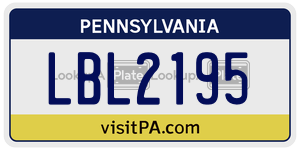LBL2195 license plate in Pennsylvania
