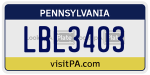 LBL3403  license plate in PA