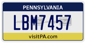 LBM7457  license plate in PA