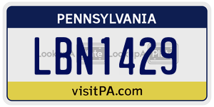 LBN1429 license plate in Pennsylvania