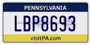 LBP8693 license plate in Pennsylvania