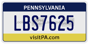LBS7625 license plate in Pennsylvania