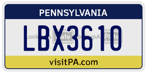 LBX3610  license plate in PA
