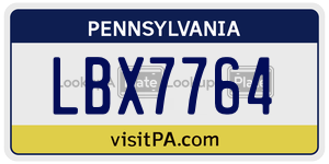 LBX7764 license plate in Pennsylvania