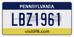 LBZ1961 license plate in Pennsylvania