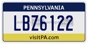 LBZ6122  license plate in PA