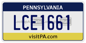 LCE1661 license plate in Pennsylvania