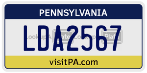 LDA2567 license plate in Pennsylvania