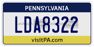 LDA8322 license plate in Pennsylvania