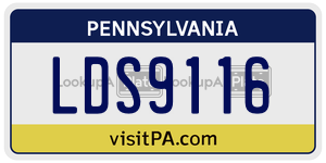 LDS9116 license plate in Pennsylvania